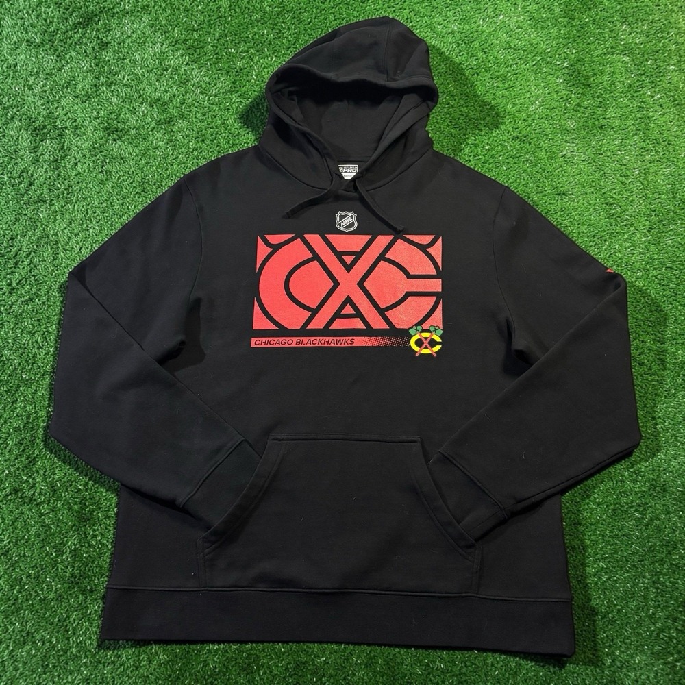 Fanatics Authentic Pro Chicago Blackhawks Men's XL Black Pullover Hoodie NHL
